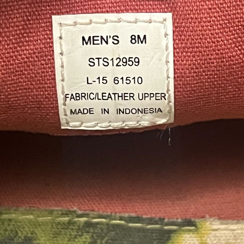 Sperry Leather Canvas Mens Boat Shoes Sz 8 Floral Preppy Casual Nautical Coastal - Picture 3 of 12